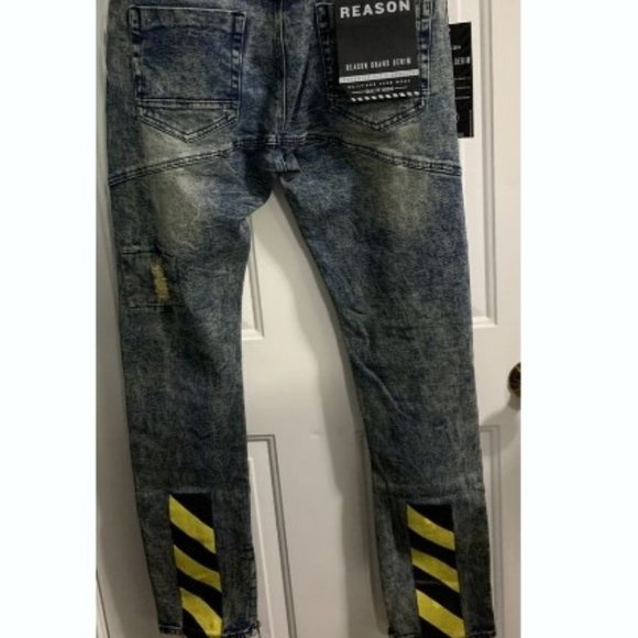 NWT Reason NY Premium Denim‎ Jeans Patchwork Distressed Streetwear Acid Wash 38 - Picture 5 of 9